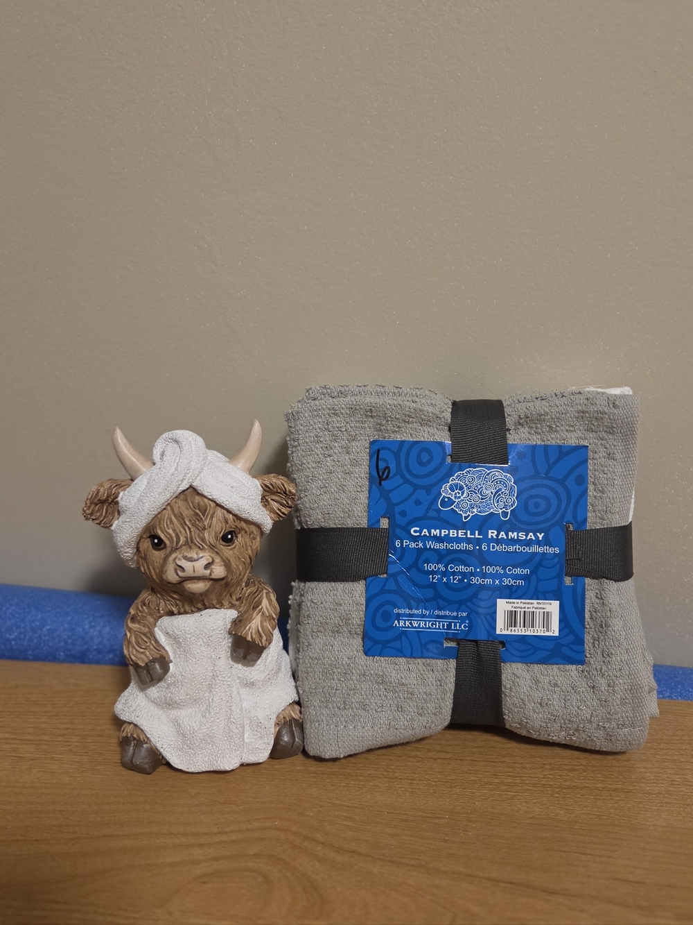 Campbell Ramsay Gray & White Cotton Washcloths - 6 Pack